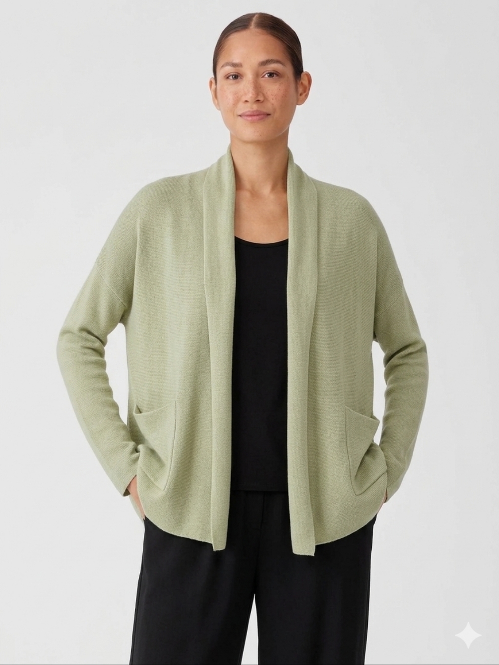 Eileen Fisher Open-Front Cardigan in Sage